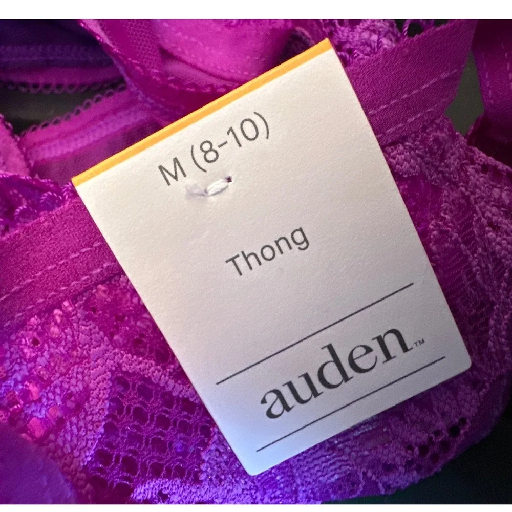 Auden Womens Purple Lace Thong Panty‎ Size M 4 6 New With Tags